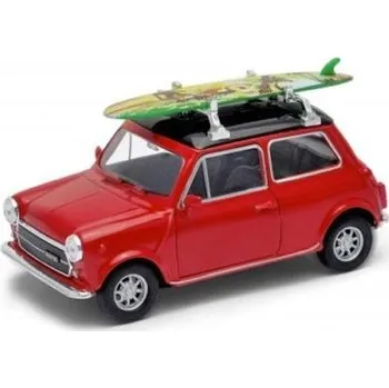autíčko Welly Mini Cooper 1300 with Surf, Red 1:34