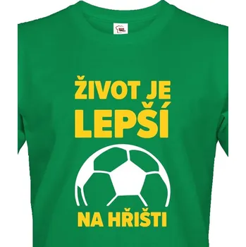 Pánské tričko Pánské tričko - Fotbal Život je lepší na hřišti, Barva Zelená, Velikost M, Canvas Pánské tričko s krátkým rukávem Bezvatriko.cz 1568