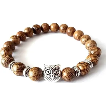 Náramek Woodrow Dřevěný náramek z korálků Sova