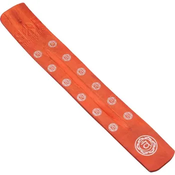 Vonná tyčinka Stojánek na vonné tyčinky dřevěný - lyže Čakra oranžový