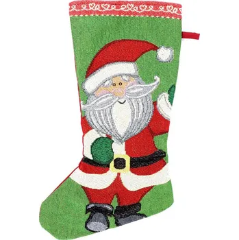 Vánoční dekorace Guirca Vánoční punčocha nad krb - zelená Santa Claus