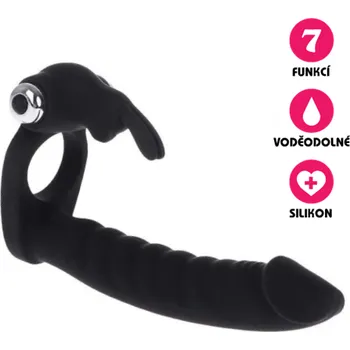 VšeNaSex.cz Silikonový erekční kroužek Rabbit Anal Dildo černý