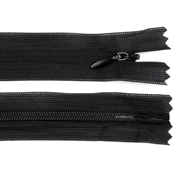 Galanterie Spirálový zip skrytý No 3 délka 65 cm dederon, barva 332 černá