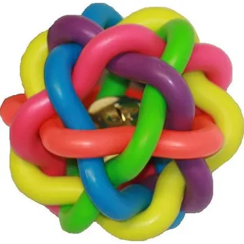 Hračka pro psa Ostatní Pestrobarevný míček s rolničkou - uzel Ø 5 cm