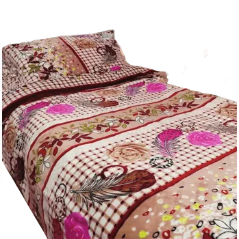 Povlečení Bavlissimo Květy a pera béžové 140 x 200, 70 x 90 cm zipový uzávěr