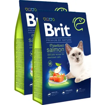 Krmivo pro kočku 2x Brit Premium Cat by Nature Sterilized Salmon 8kg