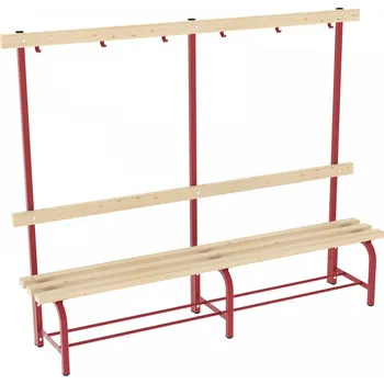 Zahradní lavice Lavice s věšákovou stěnou, 200 cm, červená, smrkové latě