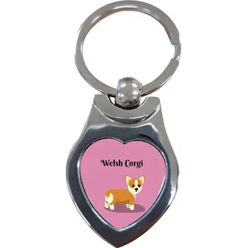 Přívěsek na klíče srdce s potiskem Welsh Corgi na cesty