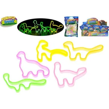 Party dekorace M.T. Náramek silikonový barevný Friendz Bandz dinosauři svítí ve tmě set 6ks