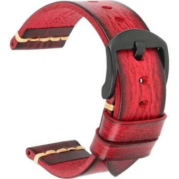 Ostatní příslušenství k chytrým hodinkám eses Kožený vintage řemínek - Červený, 22 mm