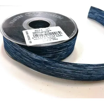 Stuha Stuha plátnová s lurexem 25 mm - modro-stříbrná - 1 m