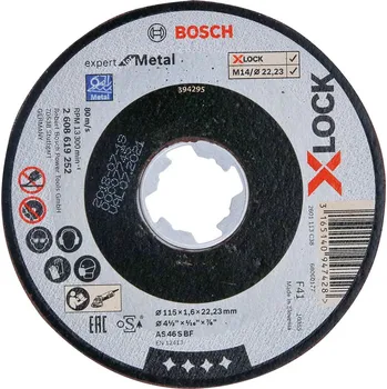 Řezný kotouč BOSCH X-LOCK Expert for Metal Plochý řezný kotouč, 115×1,6×22,23mm 2608619252 free_store_pickup