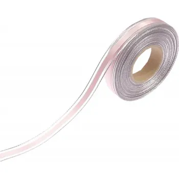Stuha Stuha se třpytivým lemem - starorůžová 15 mm - 1 m