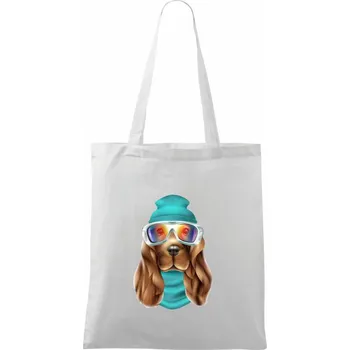 Jezevčík lyžař - Taška bavlněná - 42 x 38 cm ( Bílá )