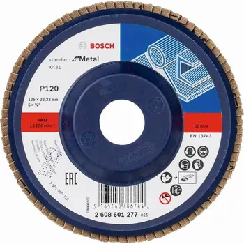 Brusný kotouč BOSCH Lamelový brusný kotouč X431, Standard for Metal, 125 mm, 22,23 mm, 120 2608601277 free_store_pickup