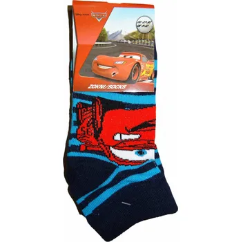 Chlapecké kotníčkové ponožky se světle modrými proužky a autem Cars 23 - 26