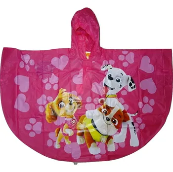 Pláštěnka Dívčí tmavě růžová pončo pláštěnka s pejsky Tlapkové patroly. 98 - 104