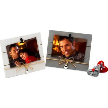 Rám na obraz Dřevěný fotorámeček s aplikací na foto 15x10 NATURAL FEATURE šedý kph