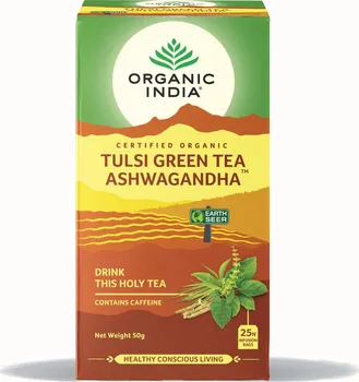Čaj Organic India Tulsi Zelený čaj s Ašwagandou 25x 2 g