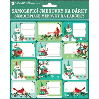 Dárková visačka Anděl Přerov 10508 samolepicí jmenovky na dárky s glitry 18 x 18 cm 24 ks