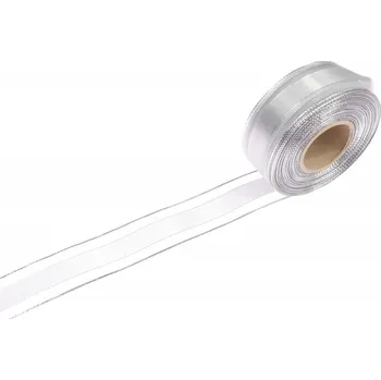 Stuha Stuha se třpytivým lemem - šedostříbrná 40 mm - 1m