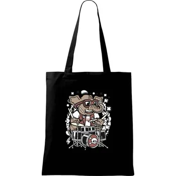 Nákupní taška Slon bubeník - Taška bavlněná - 42 x 38 cm ( Černá )