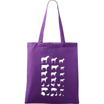 Zvířátka z vesnice - Taška bavlněná - 42 x 38 cm ( Fialová )