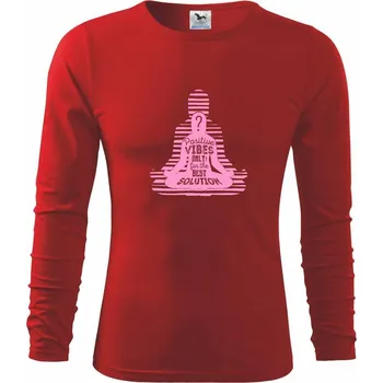 Chlapecké tričko Joga - positive vibes only růžová - Triko dětské Long Sleeve - 122 cm/6 let ( Červená )