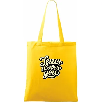 Jesus loves you - psací písmo - Taška bavlněná - 42 x 38 cm ( Žlutá )