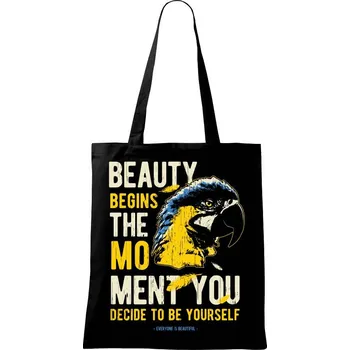 Nákupní taška Bird macaw - Taška bavlněná - 42 x 38 cm ( Černá )