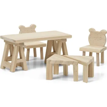 Dřevěná hračka Lundby Dřevěný stůl s židlemi Lundby