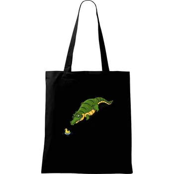 Nákupní taška Krokodýl zelený s kačenkou - Taška bavlněná - 42 x 38 cm ( Černá )