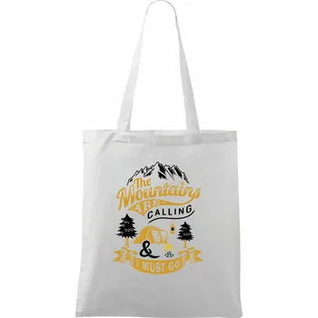 The Mountains are Calling Camping - Taška bavlněná - 42 x 38 cm ( Bílá )