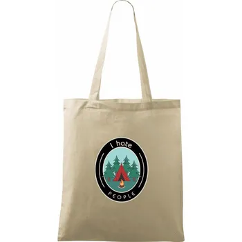 Nákupní taška I hate people - stan a les - Taška bavlněná - 42 x 38 cm ( Naturální )