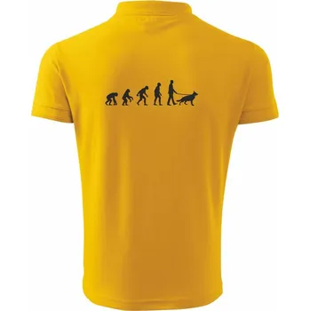 Pánská košile Evoluce pes Německý ovčák (muž-žena) - Polokošile pánská Pique Polo 203 - 4XL ( Žlutá )