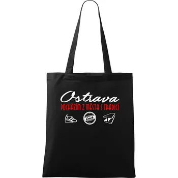 Nákupní taška Ostrava město s tradicí - Taška bavlněná - 42 x 38 cm ( Černá )
