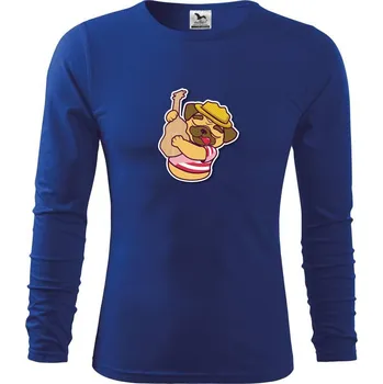 Chlapecké tričko Mops a kytara - Triko dětské Long Sleeve - 122 cm/6 let ( Královská modrá )