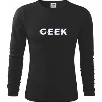 Chlapecké tričko Geek nápis rozmazaný - Triko dětské Long Sleeve - 146 cm/10 let ( Černá )