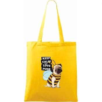 Keep calm and love pugs - Taška bavlněná - 42 x 38 cm ( Žlutá )