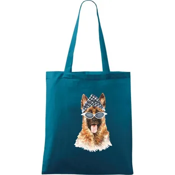 German shepherd se šátkem - Taška bavlněná - 42 x 38 cm ( Petrolejová )