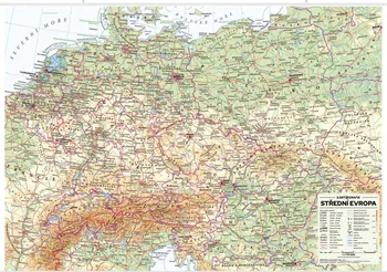 Střední Evropa: Nástěnná obecně zeměpisná mapa 1:1 715 000 - Kartografie PRAHA (2021, lamino)