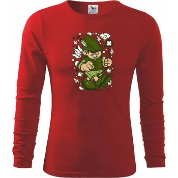 Chlapecké tričko Myslivec komiks - Triko dětské Long Sleeve - 122 cm/6 let ( Červená )