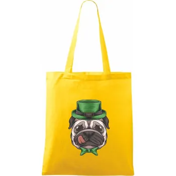 Nákupní taška Mops a myslivec - Taška bavlněná - 42 x 38 cm ( Žlutá )