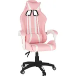 Herní židle PINKY – ekokůže, plast, bílá / růžová / černá Kondela
