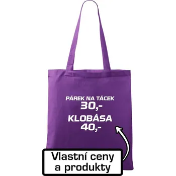 Párek na tácek a klobása - Taška bavlněná - 42 x 38 cm ( Fialová )