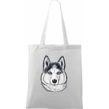 Husky hlava - kreslený - Taška bavlněná - 42 x 38 cm ( Bílá )