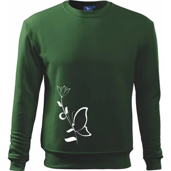 Chlapecké tričko Motýl na kytce - Mikina Essential dětská - 146 cm/10 let ( Lahvově zelená )