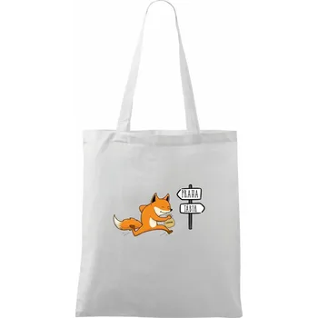 Nákupní taška Běží liška k táboru - Taška bavlněná - 42 x 38 cm ( Bílá )