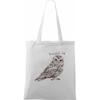 Výreček plaménkový flammulated owl - Taška bavlněná - 42 x 38 cm ( Bílá )