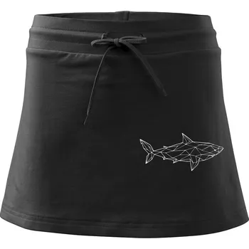 Dámská sukně Geometrie - žralok tělo - Sportovní sukně - two in one - L ( Černá )